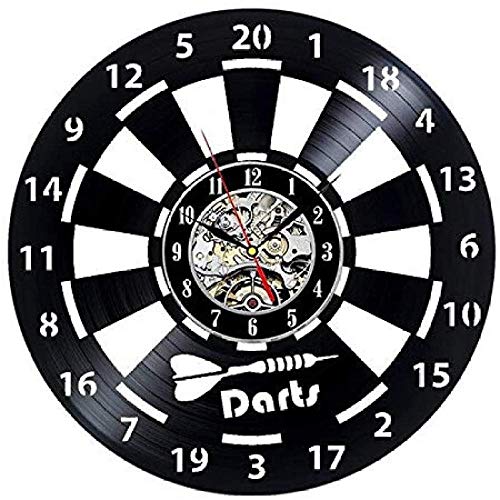 WZCXYX Dardos Disco de Vinilo Reloj de Pared Gente Cueva Sala de Juegos Decoración Reloj Reloj de Pared Tablero de Dardos Bar Bar Juego de Dardos Club Nocturno Tipo de decoración