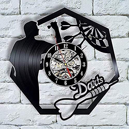 WZCXYX Dardos Disco De Vinilo Reloj De Pared Hombre Cueva Sala De Juegos DecoracióN Reloj Reloj De Pared Tablero De Dardos Bar Bar Juego De Dardos Club Nocturno Tipo De DecoracióN