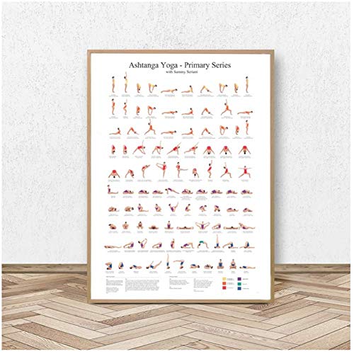 wzgsffs Ashtanga Primary Series Yoga Poster Canvas Art Prints Yoga Room Wall Art Decor Girls Fitness Gifts Gym Art Painting Decoration -60x80cm Sin Marco