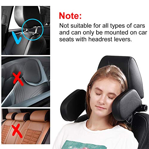 WZTO Almohada de Viaje Reposacabezas Coche Almohada de Cuero Suave Almohada Ortopédica Cervica, Soporte de Cuello 180° Retráctil y Ancho de Ajuste 8 cm