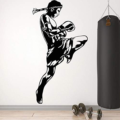 wZUN Calcomanía de Boxeo tailandés Muay Thai Boxer Vinilo Pared Pegatina Lucha Habilidades calcomanía niño habitación decoración 27X50cm