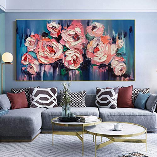 wZUN Cuadros Abstractos de Flores de Colores en Lienzo para el hogar, murales, Carteles e Impresiones de decoración de Sala de Estar 50x100cm