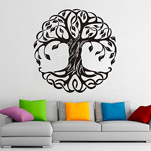 wZUN Mandala Redondo árbol Pared calcomanía árbol de la Vida Vinilo Pegatina Yoga Studio meditación decoración Mural 57X57cm