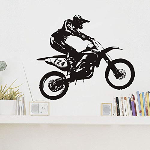 wZUN Racing Art Vinilo Adhesivo de Pared Bicicleta Decoración de la casa Calcomanía extraíble Habitación de los niños Dormitorio Familiar Diseño 42X49cm