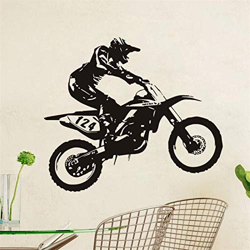 wZUN Racing Art Vinilo Adhesivo de Pared Bicicleta Decoración de la casa Calcomanía extraíble Habitación de los niños Dormitorio Familiar Diseño 42X49cm