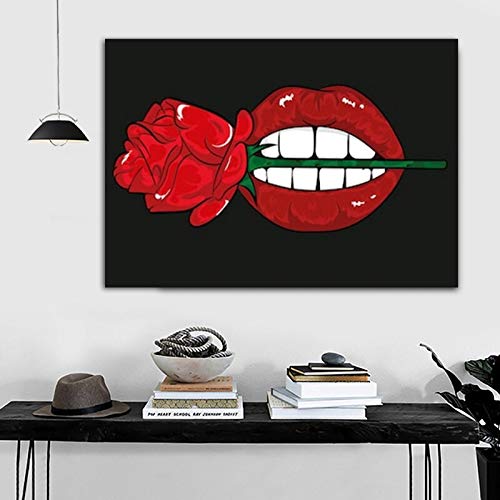 wZUN Sexy Labios Carteles e Impresiones Pinturas abstractas en Lienzo Sala de Estar decoración del hogar Moderno Arte de Pared 50x70 cm