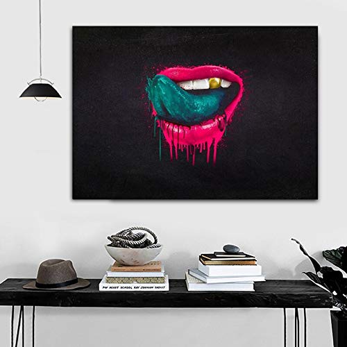 wZUN Sexy Labios Carteles e Impresiones Pinturas abstractas en Lienzo Sala de Estar decoración del hogar Moderno Arte de Pared 50x70 cm