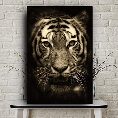 wZUN Tigre Blanco y Negro Animales Salvajes Lienzo Arte Pintura Carteles e Impresiones Mural de Sala de Estar escandinavo 60x90cm wZUN Tigre Blanco y Negro Animales Salvajes Lienzo Arte Pintura Carteles e Impresiones Mural de Sala de Estar escandinavo 60x90cm
