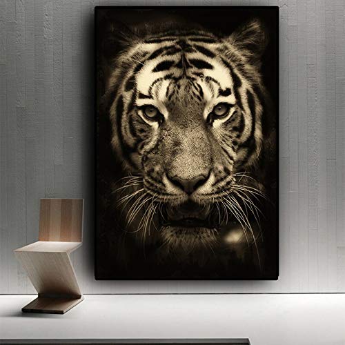 wZUN Tigre Blanco y Negro Animales Salvajes Lienzo Arte Pintura Carteles e Impresiones Mural de Sala de Estar escandinavo 60x90cm wZUN Tigre Blanco y Negro Animales Salvajes Lienzo Arte Pintura Carteles e Impresiones Mural de Sala de Estar escandinavo 60x90cm