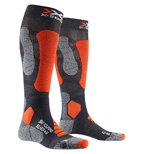 X-Socks Ski Touring Silver 4.0 Invierno Calcetines De Esquí, Hombre, Anthracite Melange/Orange Fluo, 39/41