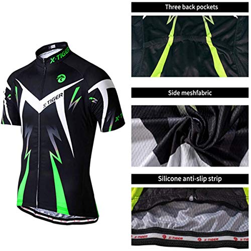 X-TIGER Ciclismo Maillots para Hombres con Tirantes Manga Corta Transpirable Secado Rápido con 5D Acolchado Gel Culotes Culotte Pantalones Cortos (verde,L) X-TIGER Ciclismo Maillots para Hombres con Tirantes Manga Corta Transpirable Secado Rápido con 5D Acolchado Gel Culotes Culotte Pantalones Cortos (verde,L)