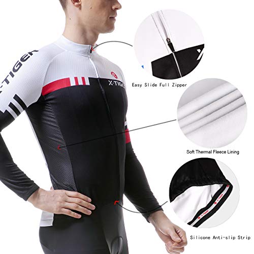 X-TIGER Ciclismo Maillots para Hombres con Tirantes Manga Corta Transpirable Secado Rápido con 5D Acolchado Gel Culotes Pantalones Cortos (Rojo y Negro, XL (CN)= L (EU))