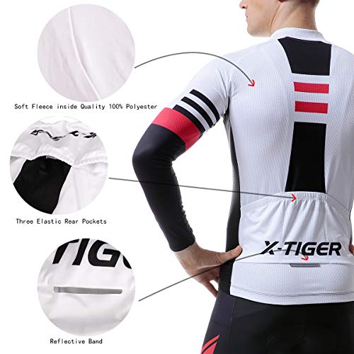 X-TIGER Ciclismo Maillots para Hombres con Tirantes Manga Corta Transpirable Secado Rápido con 5D Acolchado Gel Culotes Pantalones Cortos (Rojo y Negro, XL (CN)= L (EU))