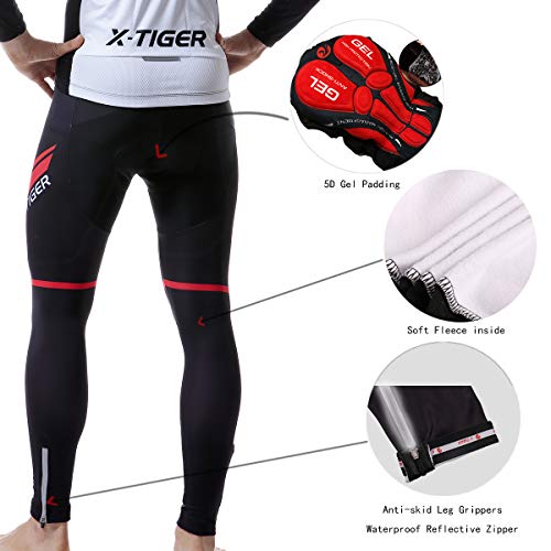 X-TIGER Ciclismo Maillots para Hombres con Tirantes Manga Corta Transpirable Secado Rápido con 5D Acolchado Gel Culotes Pantalones Cortos (Rojo y Negro, XL (CN)= L (EU))
