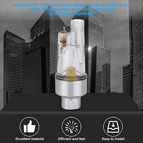 XAVSWRDE Filtro de Aire Trampa de Agua Acrílico Aluminio Cobre Aceite-Agua Separador de BSP 1/8" Mini Filtro de Aire Separador Fácil de Conectar Separador de Aerógrafo para Filtrar Agua Aceite Vapor XAVSWRDE Filtro de Aire Trampa de Agua Acrílico Aluminio Cobre Aceite-Agua Separador de BSP 1/8" Mini Filtro de Aire Separador Fácil de Conectar Separador de Aerógrafo para Filtrar Agua Aceite Vapor