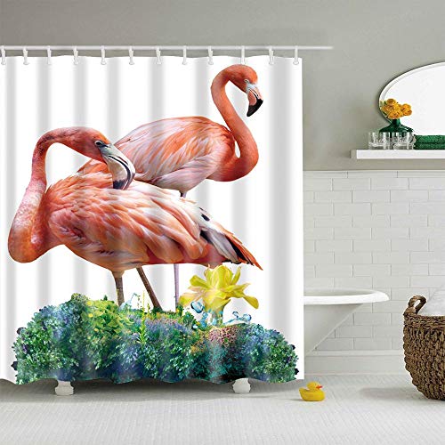 XCBN Baño de Flamenco en 3D Rosa Individual, Cabina de Ducha Grande, Cortina de Ducha Impermeable y a Prueba de Moho, baño A2 90x180cm XCBN Baño de Flamenco en 3D Rosa Individual, Cabina de Ducha Grande, Cortina de Ducha Impermeable y a Prueba de Moho, baño A2 90x180cm