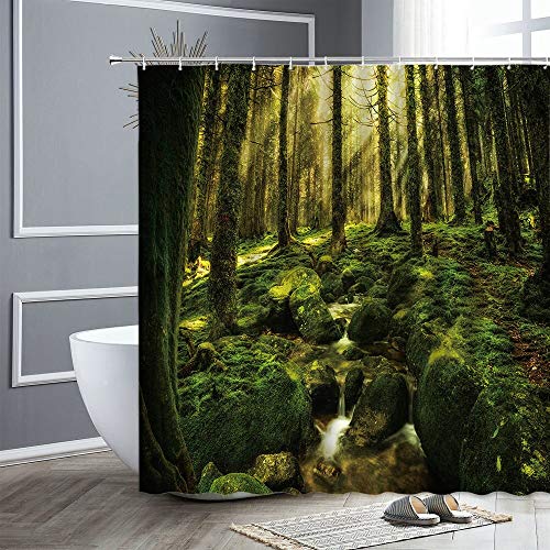 XCBN Cortina de Ducha de Bosque de fantasía de Dibujos Animados pájaro Mariposa búho Planta Verde Paisaje Cortina de Ducha Impermeable decoración A13 150x180cm XCBN Cortina de Ducha de Bosque de fantasía de Dibujos Animados pájaro Mariposa búho Planta Verde Paisaje Cortina de Ducha Impermeable decoración A13 150x180cm