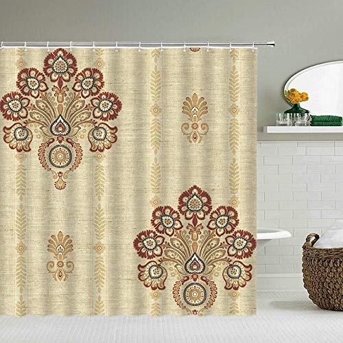 XCBN Cortinas de Ducha Impermeables Cortina de Ducha de baño Cortina de baño de Tela de Planta de Flor Moderna 3D con Ganchos Pantalla de baño A18 180x200cm