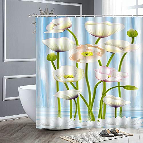 XCBN Cuarto de Ducha jardín Flores de Colores Paisaje Natural 3D Impermeable baño Cortina de Ducha decoración A16 200x200cm