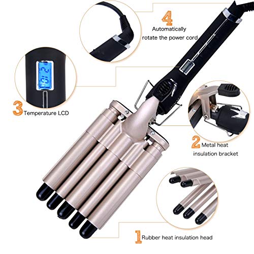 Xchingwan 5 Barrel Iron Curling Iron 5 Barrel Curly Hair Styling Tools Pinzas para rizar, onda grande Férula ondulada Aleación ambiental Hair Crimpers Plancha con pantalla digital de temperatura Xchingwan 5 Barrel Iron Curling Iron 5 Barrel Curly Hair Styling Tools Pinzas para rizar, onda grande Férula ondulada Aleación ambiental Hair Crimpers Plancha con pantalla digital de temperatura