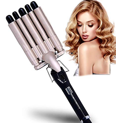 Xchingwan 5 Barrel Iron Curling Iron 5 Barrel Curly Hair Styling Tools Pinzas para rizar, onda grande Férula ondulada Aleación ambiental Hair Crimpers Plancha con pantalla digital de temperatura