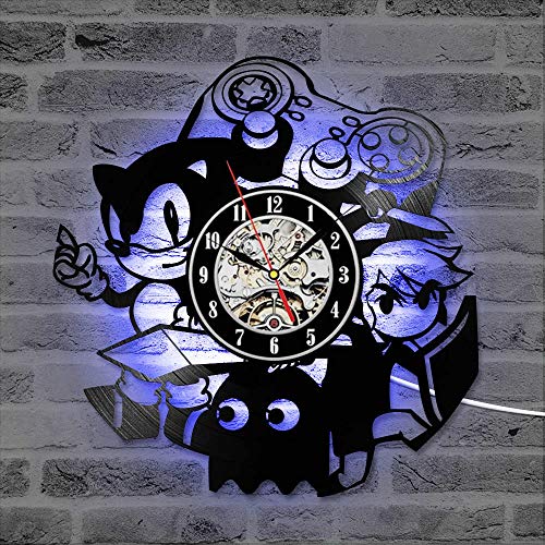 XCJX 7 Colors Sonic Game Reloj de Registro de Vinilo Creativo Estilo Antiguo decoración de la Pared Reloj LED Regalo 3D Reloj de grabación silenciosa para niños 7 Reloj(12 Inches) XCJX 7 Colors Sonic Game Reloj de Registro de Vinilo Creativo Estilo Antiguo decoración de la Pared Reloj LED Regalo 3D Reloj de grabación silenciosa para niños 7 Reloj(12 Inches)