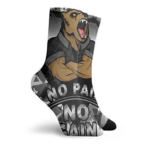 XCNGG Calcetines calcetines de becerro calcetines deportivos medias medianas Strong Bear No Pain No Gain Adult Short Socks Fun Socks Crew Sock For Mens Womens Yoga Hiking Cycling Running Soccer Sports XCNGG Calcetines calcetines de becerro calcetines deportivos medias medianas Strong Bear No Pain No Gain Adult Short Socks Fun Socks Crew Sock For Mens Womens Yoga Hiking Cycling Running Soccer Sports