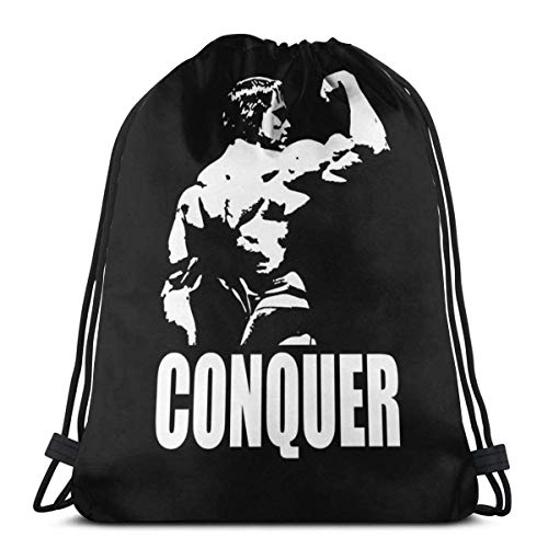 XCNGG Conquer Arnold Back Bicep Flex Mochila Deportiva Plegable Impermeable Bolsa de Gimnasio Saco Mochila con cordón