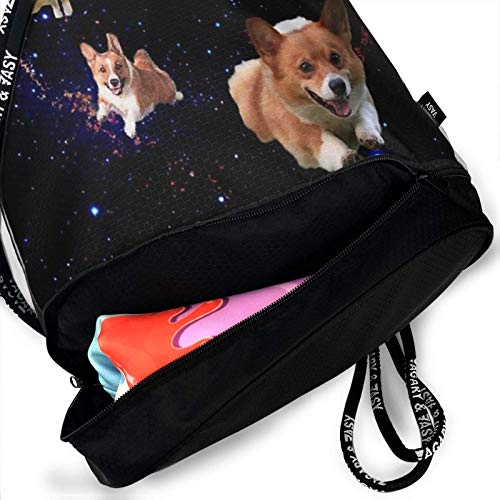 XCNGG Galaxy Space Cute Corgi Mochila con cordón para Correr Mochila Impermeable Bolsa de Hilo con Estampado Bolsa de Hilo de Gran tamaño para Adultos Niños Niñas Deportes Gimnasio Yoga