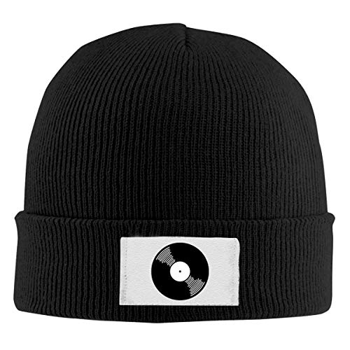 XCNGG Gorro Unisex, Gorro de Punto con Disco de Vinilo, Color sólido cálido, clásico, para Invierno Diario al Aire Libre