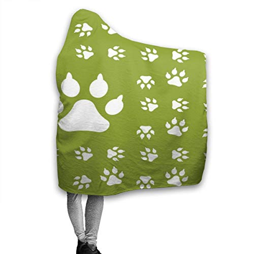 XCNGG Manta con Capucha Dog Paw in Green Hoodie Wearable Blanket Flannel Premium Sofa Blanket Windproof Hooded Throw Wrap Thermal Hooded Blanket Comfy Hoodie Blanket for Bed Couch Car