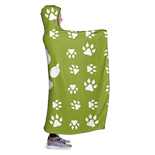 XCNGG Manta con Capucha Dog Paw in Green Hoodie Wearable Blanket Flannel Premium Sofa Blanket Windproof Hooded Throw Wrap Thermal Hooded Blanket Comfy Hoodie Blanket for Bed Couch Car XCNGG Manta con Capucha Dog Paw in Green Hoodie Wearable Blanket Flannel Premium Sofa Blanket Windproof Hooded Throw Wrap Thermal Hooded Blanket Comfy Hoodie Blanket for Bed Couch Car