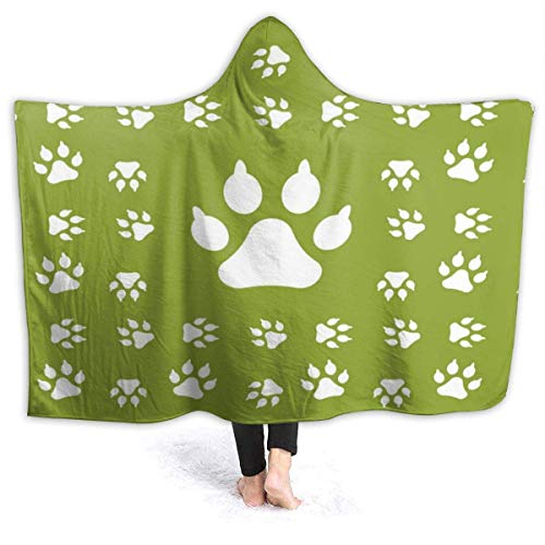 XCNGG Manta con Capucha Dog Paw in Green Hoodie Wearable Blanket Flannel Premium Sofa Blanket Windproof Hooded Throw Wrap Thermal Hooded Blanket Comfy Hoodie Blanket for Bed Couch Car XCNGG Manta con Capucha Dog Paw in Green Hoodie Wearable Blanket Flannel Premium Sofa Blanket Windproof Hooded Throw Wrap Thermal Hooded Blanket Comfy Hoodie Blanket for Bed Couch Car