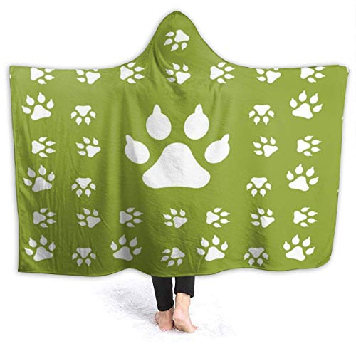 XCNGG Manta con Capucha Dog Paw in Green Hoodie Wearable Blanket Flannel Premium Sofa Blanket Windproof Hooded Throw Wrap Thermal Hooded Blanket Comfy Hoodie Blanket for Bed Couch Car