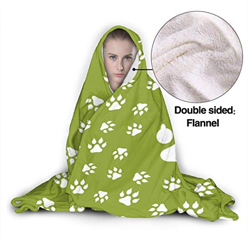 XCNGG Manta con Capucha Dog Paw in Green Hoodie Wearable Blanket Flannel Premium Sofa Blanket Windproof Hooded Throw Wrap Thermal Hooded Blanket Comfy Hoodie Blanket for Bed Couch Car XCNGG Manta con Capucha Dog Paw in Green Hoodie Wearable Blanket Flannel Premium Sofa Blanket Windproof Hooded Throw Wrap Thermal Hooded Blanket Comfy Hoodie Blanket for Bed Couch Car