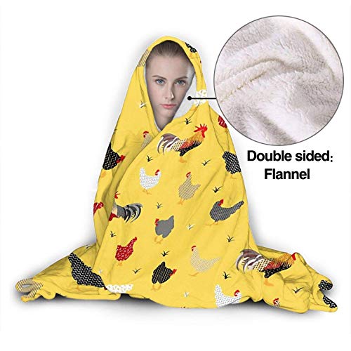 XCNGG Manta con Capucha Hooded Blanket Throw Chicken Farm Super Soft Sherpa Fleece Blanket Hood Poncho Cloak Cape