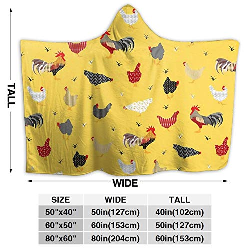 XCNGG Manta con Capucha Hooded Blanket Throw Chicken Farm Super Soft Sherpa Fleece Blanket Hood Poncho Cloak Cape XCNGG Manta con Capucha Hooded Blanket Throw Chicken Farm Super Soft Sherpa Fleece Blanket Hood Poncho Cloak Cape