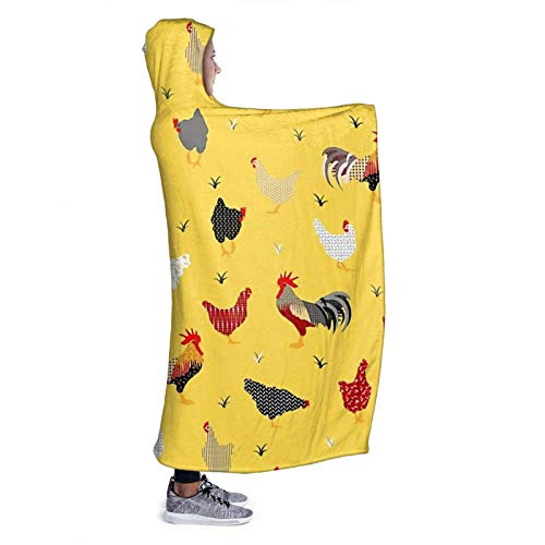 XCNGG Manta con Capucha Hooded Blanket Throw Chicken Farm Super Soft Sherpa Fleece Blanket Hood Poncho Cloak Cape