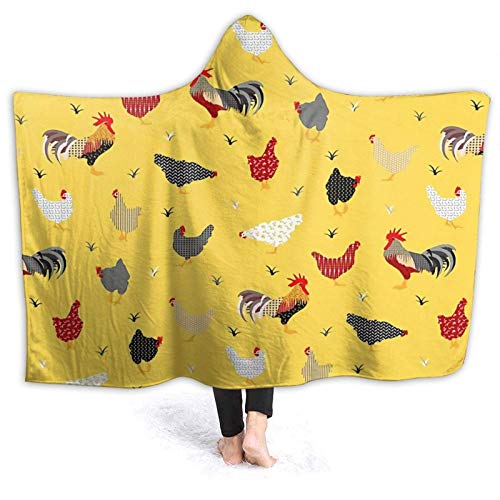 XCNGG Manta con Capucha Hooded Blanket Throw Chicken Farm Super Soft Sherpa Fleece Blanket Hood Poncho Cloak Cape