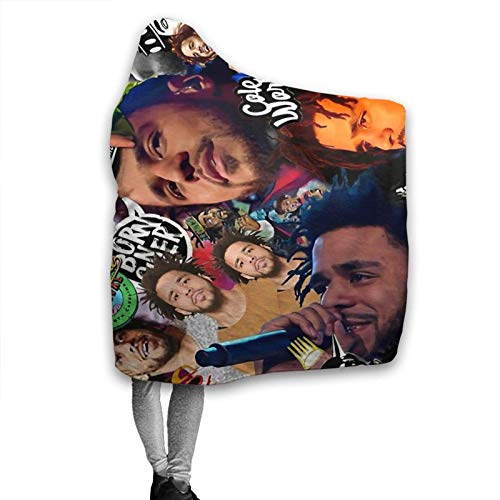 XCNGG Manta con Capucha Hooded Blanket Throw J Cole Collage Super Soft Sherpa Fleece Blanket Hood Poncho Cloak Cape