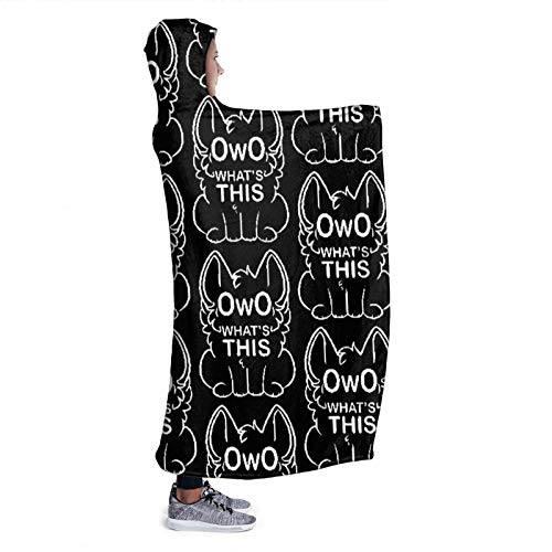 XCNGG Manta con Capucha Hooded Blanket Throw OwO What's This White Text Super Soft Sherpa Fleece Blanket Hood Poncho Cloak Cape XCNGG Manta con Capucha Hooded Blanket Throw OwO What's This White Text Super Soft Sherpa Fleece Blanket Hood Poncho Cloak Cape