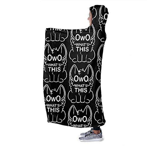XCNGG Manta con Capucha Hooded Blanket Throw OwO What's This White Text Super Soft Sherpa Fleece Blanket Hood Poncho Cloak Cape XCNGG Manta con Capucha Hooded Blanket Throw OwO What's This White Text Super Soft Sherpa Fleece Blanket Hood Poncho Cloak Cape