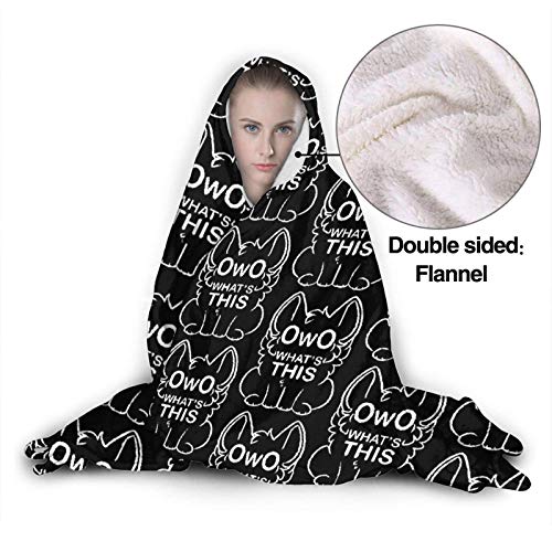 XCNGG Manta con Capucha Hooded Blanket Throw OwO What's This White Text Super Soft Sherpa Fleece Blanket Hood Poncho Cloak Cape XCNGG Manta con Capucha Hooded Blanket Throw OwO What's This White Text Super Soft Sherpa Fleece Blanket Hood Poncho Cloak Cape