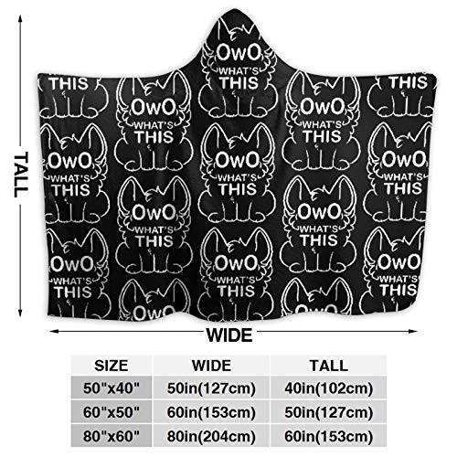 XCNGG Manta con Capucha Hooded Blanket Throw OwO What's This White Text Super Soft Sherpa Fleece Blanket Hood Poncho Cloak Cape XCNGG Manta con Capucha Hooded Blanket Throw OwO What's This White Text Super Soft Sherpa Fleece Blanket Hood Poncho Cloak Cape