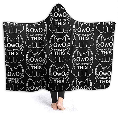 XCNGG Manta con Capucha Hooded Blanket Throw OwO What's This White Text Super Soft Sherpa Fleece Blanket Hood Poncho Cloak Cape