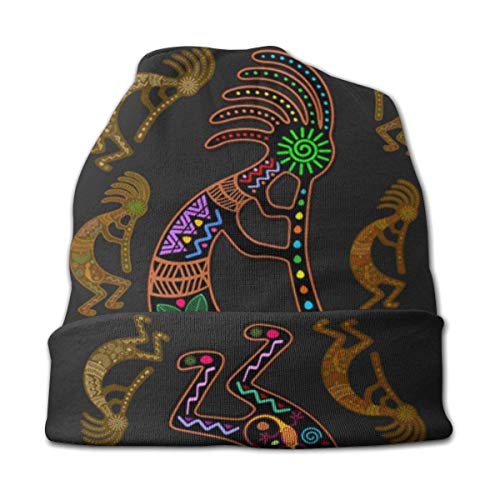 XCNGG Unisex niños Beanie Caps 3D Kokopelli Rainbow Southwestern Soul Comfortbale Soft Slouchy Collection Sombreros de Punto Skull Cap Winter Summer Ski Baggy Hat para niñas niños