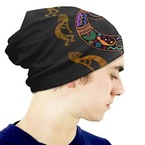 XCNGG Unisex niños Beanie Caps 3D Kokopelli Rainbow Southwestern Soul Comfortbale Soft Slouchy Collection Sombreros de Punto Skull Cap Winter Summer Ski Baggy Hat para niñas niños