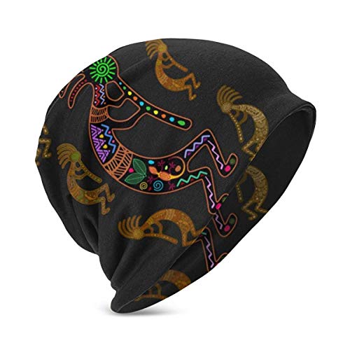 XCNGG Unisex niños Beanie Caps 3D Kokopelli Rainbow Southwestern Soul Comfortbale Soft Slouchy Collection Sombreros de Punto Skull Cap Winter Summer Ski Baggy Hat para niñas niños