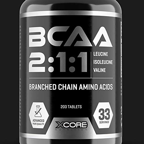 Xcore Nutrition BCAA Complex 3100 - Fórmula de Aminoácidos para el Crecimiento Muscular, rendimiento y la Recuperación - 200 tabletas, 33 Dosis