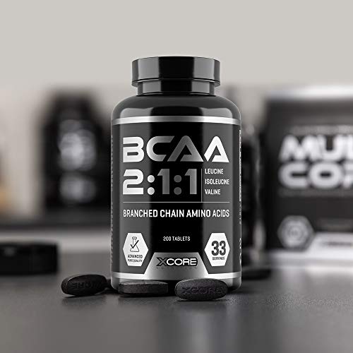 Xcore Nutrition BCAA Complex 3100 - Fórmula de Aminoácidos para el Crecimiento Muscular, rendimiento y la Recuperación - 200 tabletas, 33 Dosis